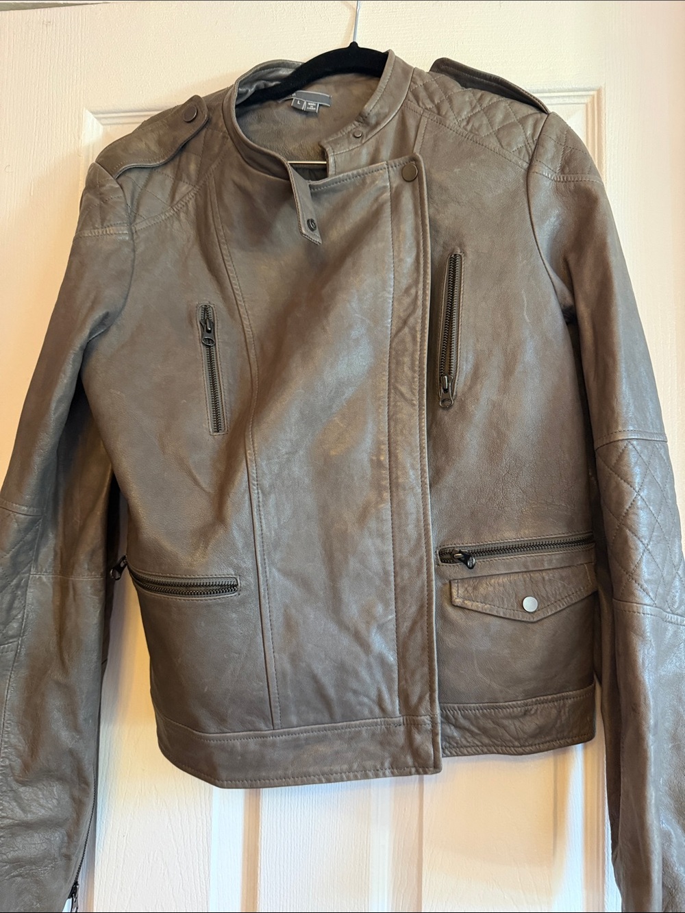 Vince Brown Leather Moto Jacket